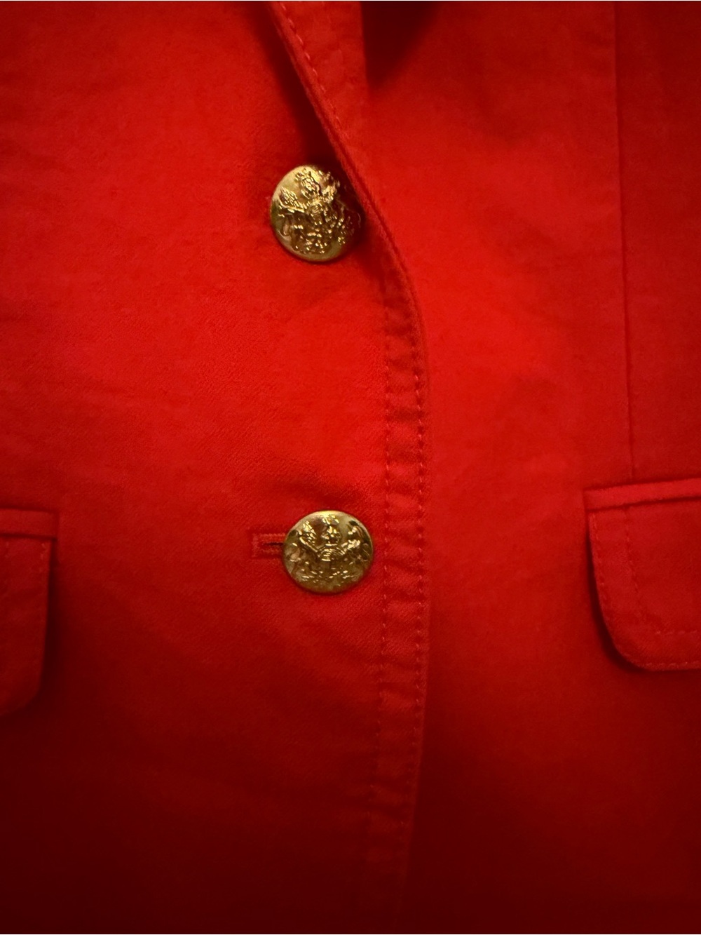 J. Crew Vibrant Red Tailored Blazer with Gold Buttons - Picture 4 of 6